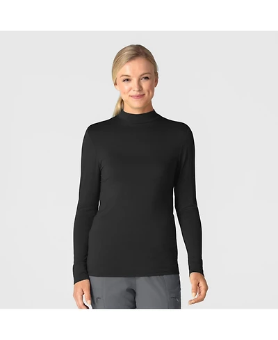 Wink Layers Women's Long Sleeve Mock Neck Silky Tee