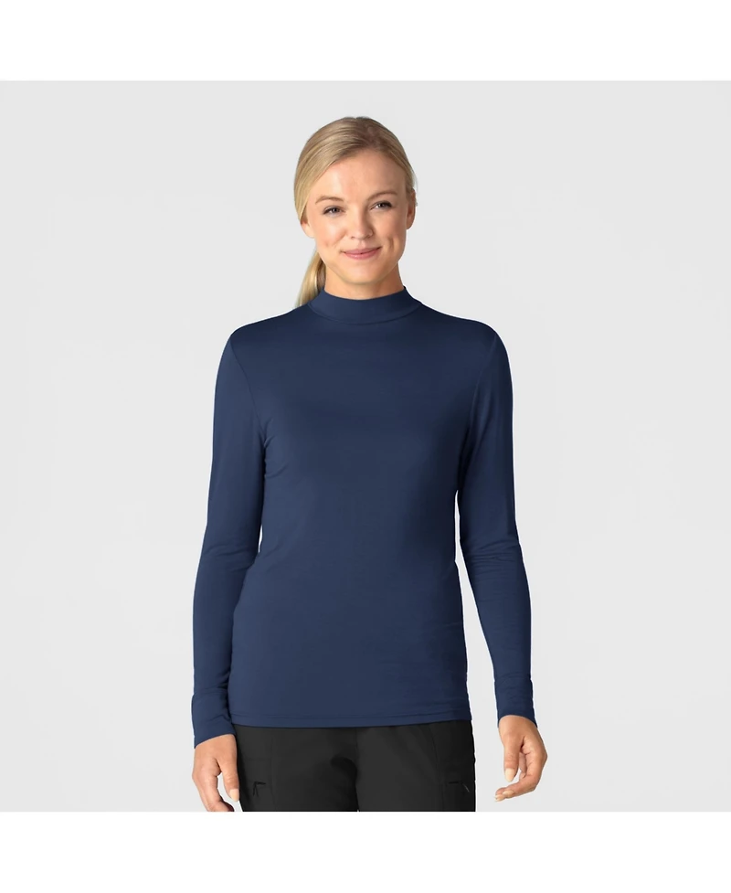 Wink Layers Women's Long Sleeve Mock Neck Silky Tee