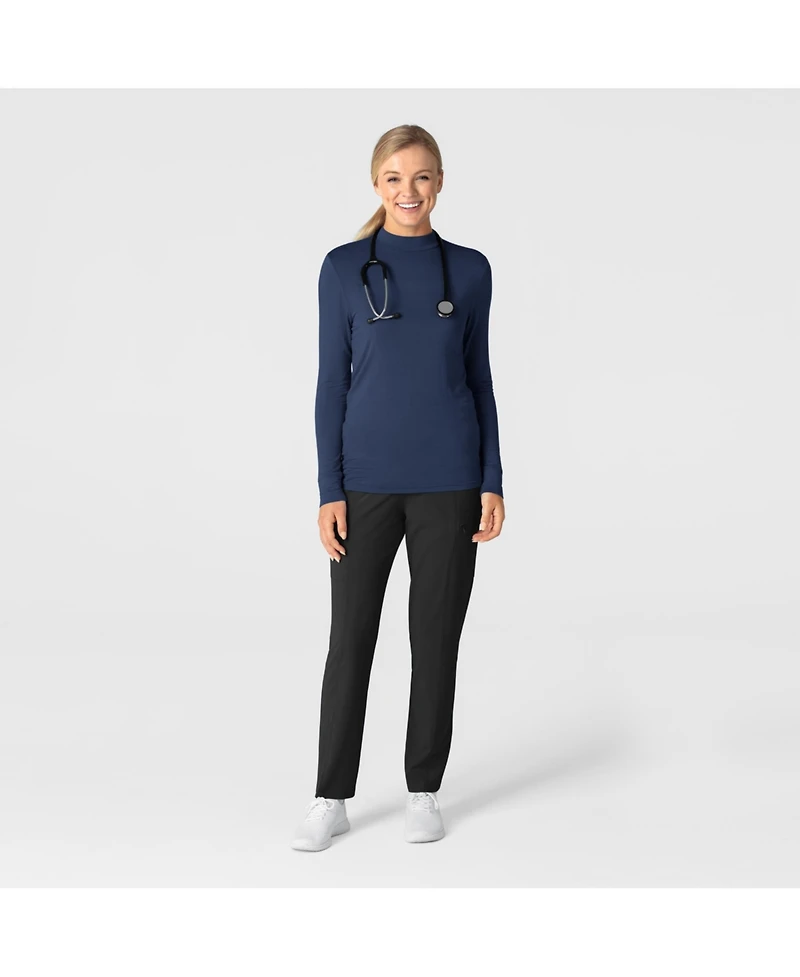 Wink Layers Women's Long Sleeve Mock Neck Silky Tee