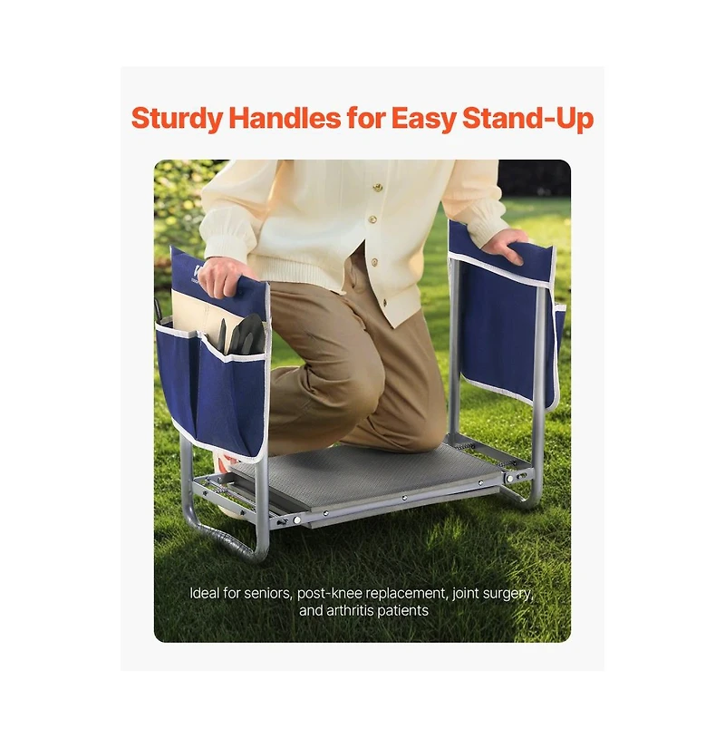 Slickblue Garden Kneeler, 2-in-1 Folding Heavy Duty Garden Stool & Bench