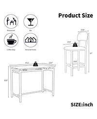 Casainc 3 Piece Dining Table Set with 2 Upholstered Chairs for Kitchen or Small Apartment