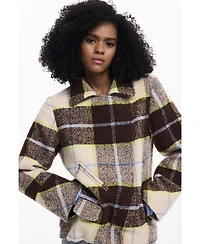Desigual Women's Checked short double-breasted coat