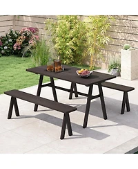 Gymax 3-Person Outdoor Bench Set of 2 w/ 800 Lbs Bearing Capacity for Garden
