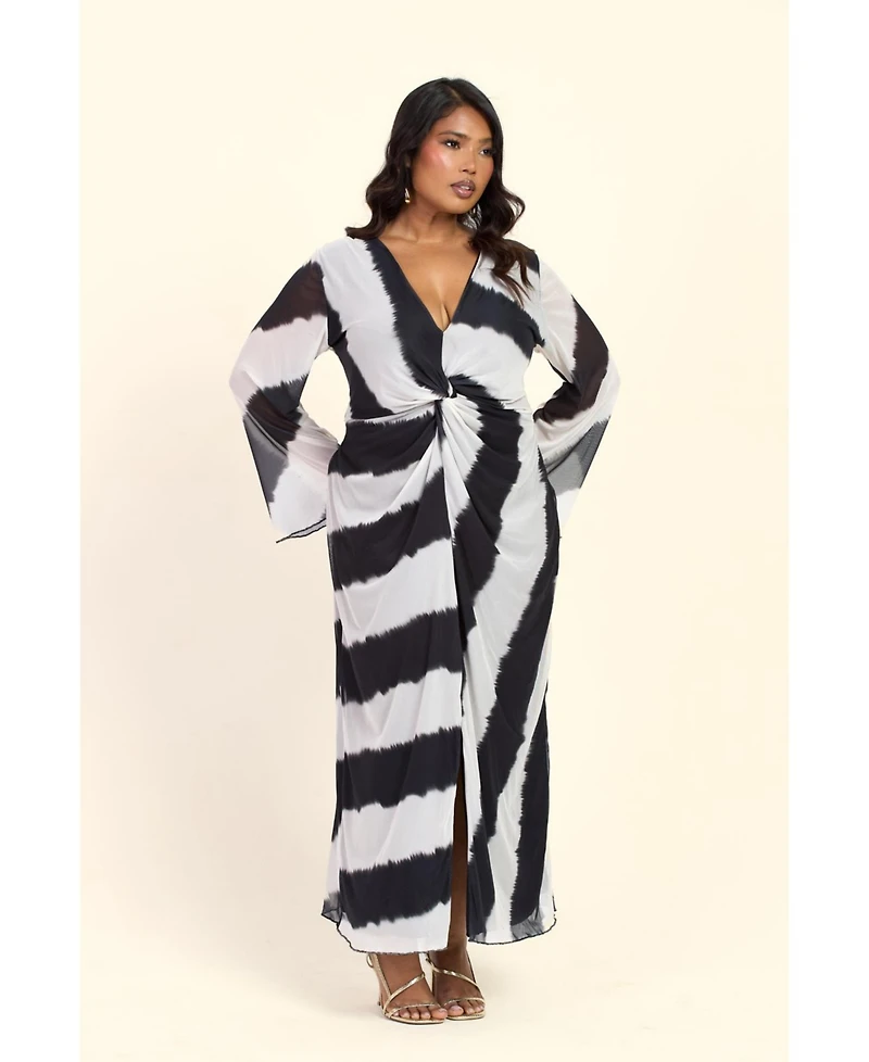 Fashion-szn Curve Women's Monochrome Twist Front Midi Dress