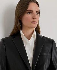 Lauren Ralph Single-Button Lambskin Blazer