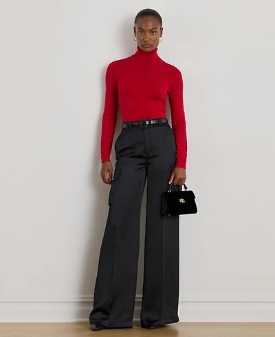 Lauren Ralph Women's Satin Charmeuse Wide-Leg Cargo Pants