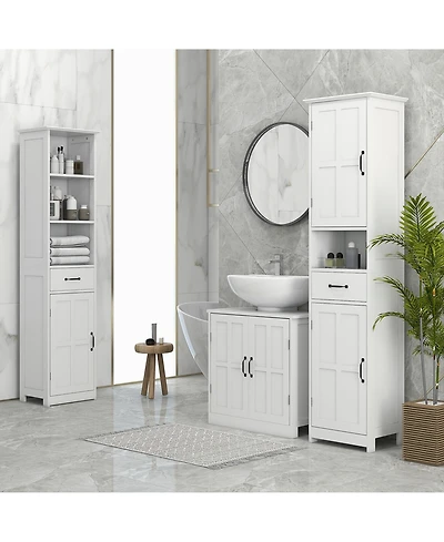 Slickblue Bathroom Cabinet with Space-Saving Construction for Towels and Storage