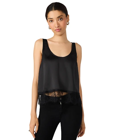Steve Madden Women's Coraline Lace Hem Sleeveless Tank Top