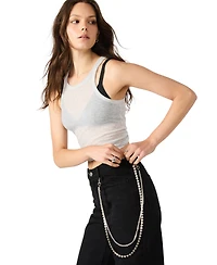 Steve Madden Women's Swift Mid-Rise Rhinestone Chain Jeans