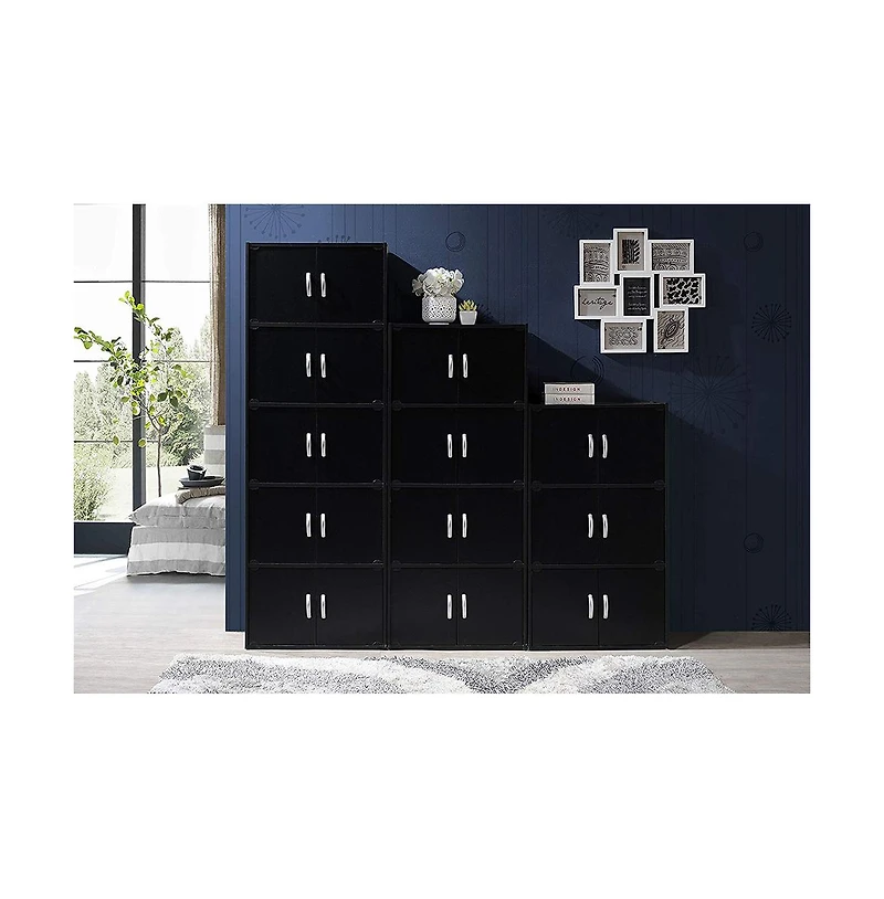 Hodedah HID33 Home 6-Door 3-Shelves Bookcase Enclosed Storage Cabinet