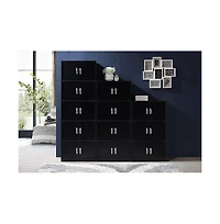 Hodedah HID33 Home 6-Door 3-Shelves Bookcase Enclosed Storage Cabinet