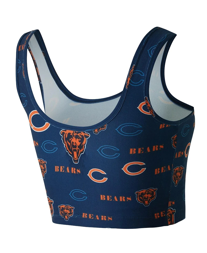Concepts Sport Women's Navy Chicago Bears Mosaic Allover Print Bralette