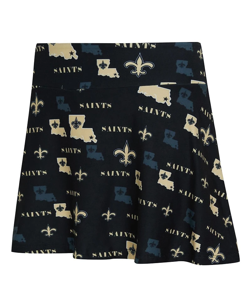 Concepts Sport Women's Black New Orleans Saints Mosaic Allover Print Skort