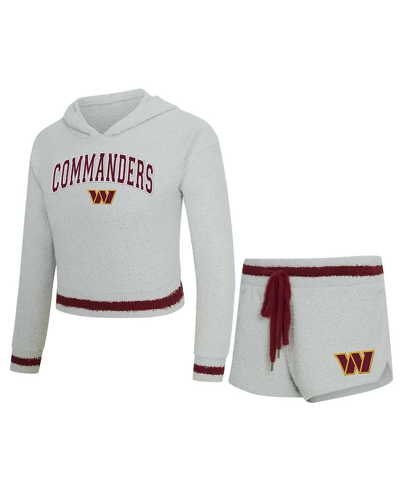 Concepts Sport Women's Gray Washington Commanders Whitley Long Sleeve Hoodie Top Shorts Set
