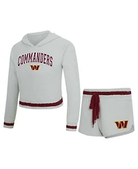 Concepts Sport Women's Gray Washington Commanders Whitley Long Sleeve Hoodie Top Shorts Set