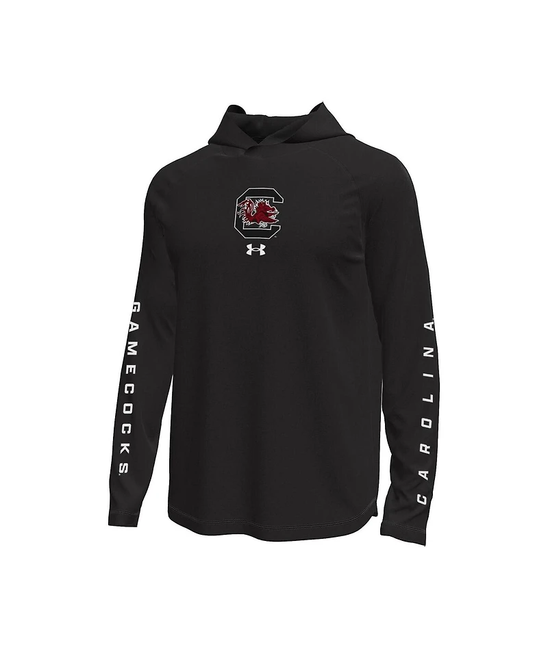 Under Armour Men's Black South Carolina Gamecocks Tech Stretch Long-Sleeve Hooded T-Shirt