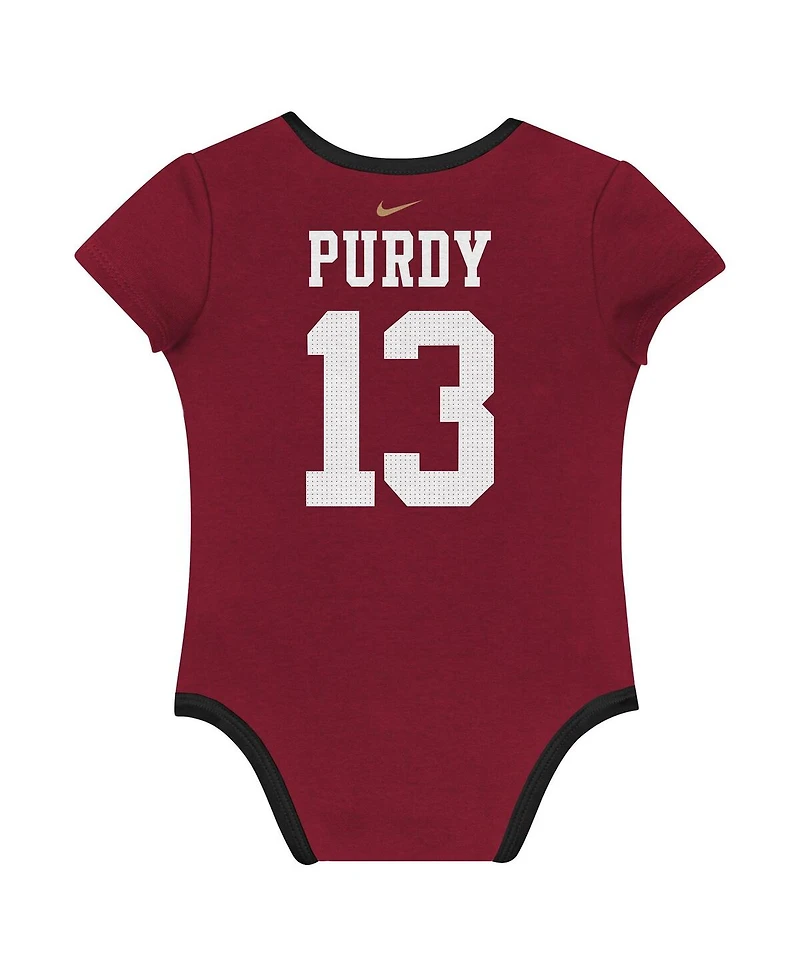 Nike Baby Boys and Girls 3-Pack Brock Purdy San Francisco 49ers Name Number Bodysuit Set