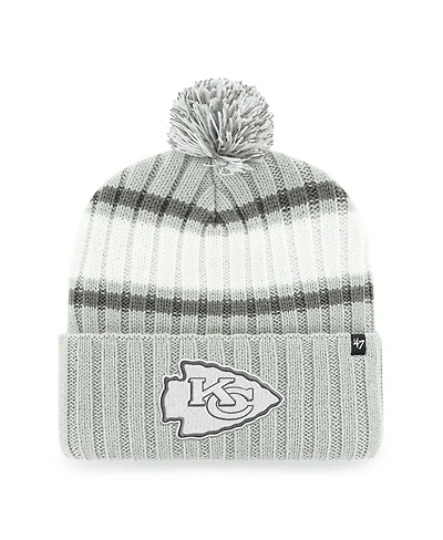 '47 Brand Men's Gray Kansas City Chiefs Domestic Plateau Cuffed with Pom Knit Hat