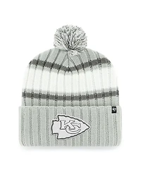 '47 Brand Men's Gray Kansas City Chiefs Domestic Plateau Cuffed with Pom Knit Hat