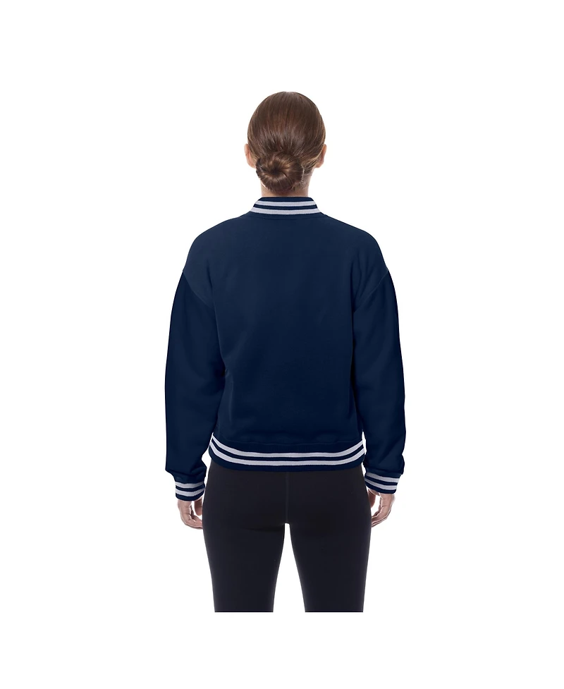 New Era Women's Navy Houston Texans Throwback Fleece Full-Snap Jacket