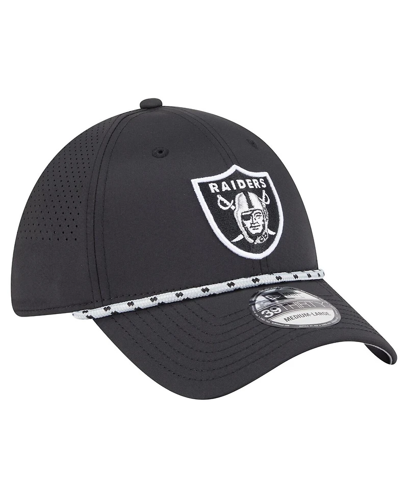New Era Men's Black Las Vegas Raiders Perforated 39THIRTY Flex Hat