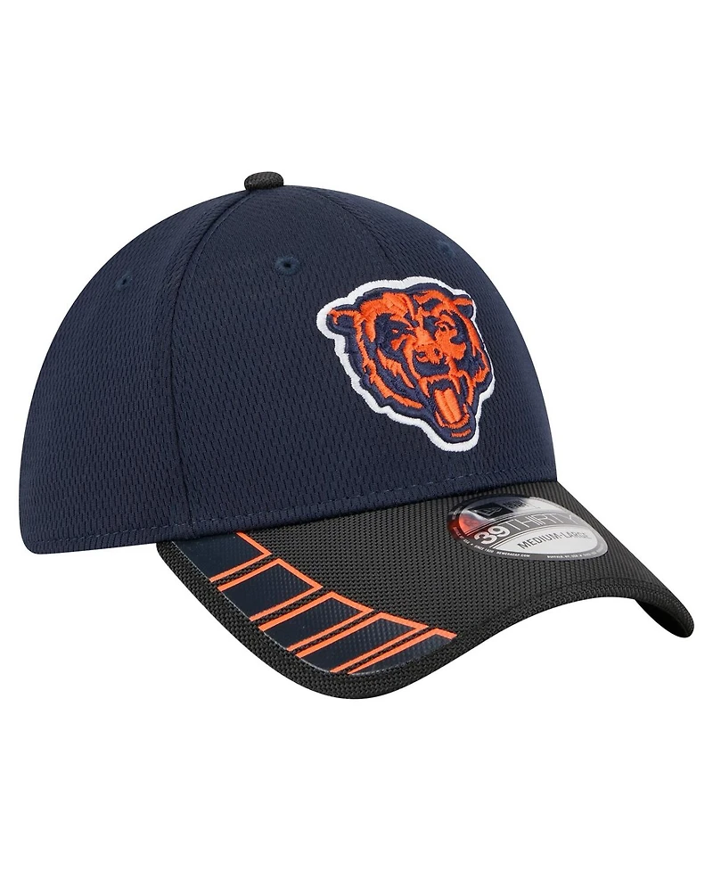 New Era Men's Navy Chicago Bears Visor Hit 39THIRTY Flex Hat