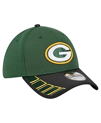 New Era Men's Green Green Bay Packers Visor Hit 39THIRTY Flex Hat