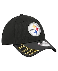 New Era Men's Black Pittsburgh Steelers Visor Hit 39THIRTY Flex Hat