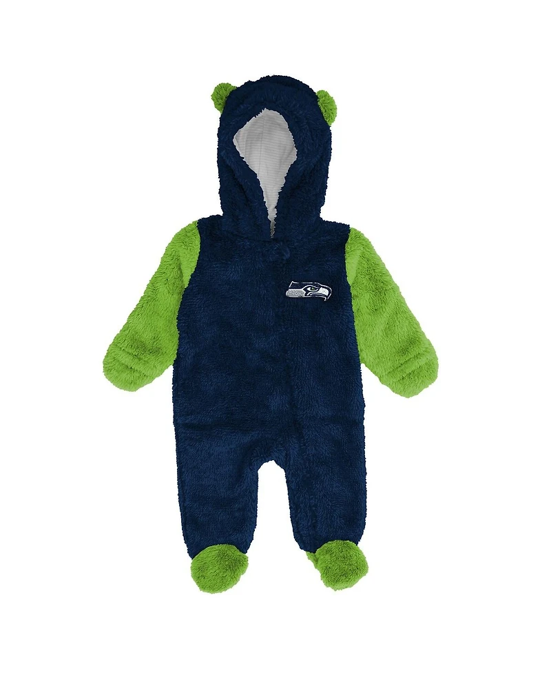 Outerstuff Baby Boys and Girls College Navy Seattle Seahawks Stay Napping Fleece Bunting Full-Zip Sleeper