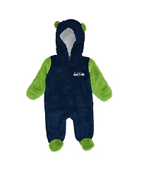 Outerstuff Baby Boys and Girls College Navy Seattle Seahawks Stay Napping Fleece Bunting Full-Zip Sleeper