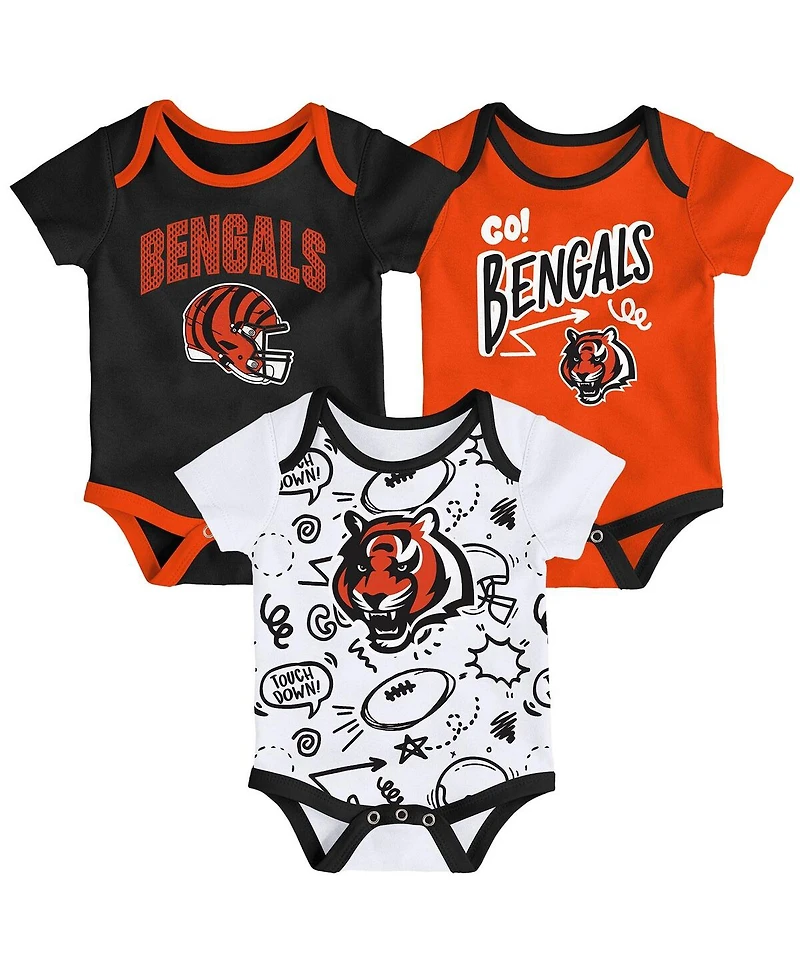 Outerstuff Baby Boys and Girls 3-Piece Cincinnati Bengals All Day Play Bodysuit Set