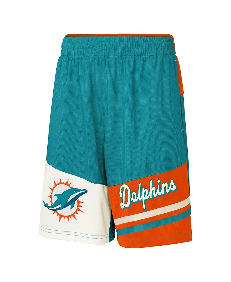 Outerstuff Big Boys and Girls Aqua Miami Dolphins Fandemonium Mesh Shorts
