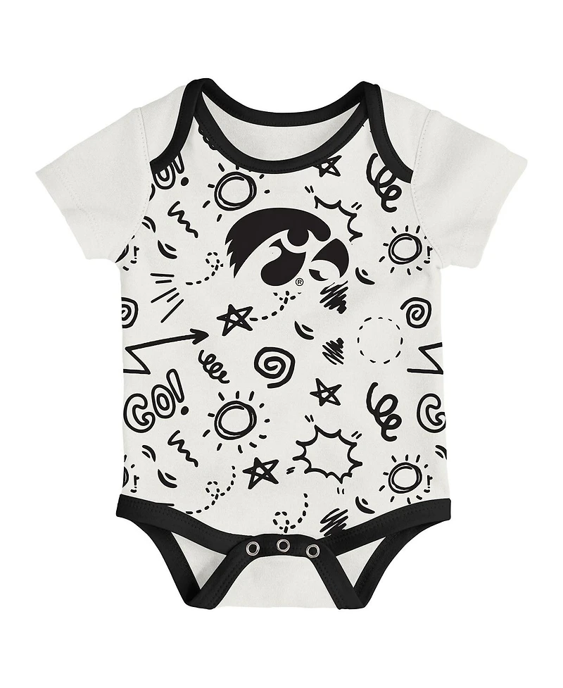 Outerstuff Baby Boys and Girls Iowa Hawkeyes Three-Pack All Day Play Bodysuit Set