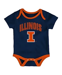 Outerstuff Baby Boys and Girls Illinois Fighting Illini Three-Pack All Day Play Bodysuit Set