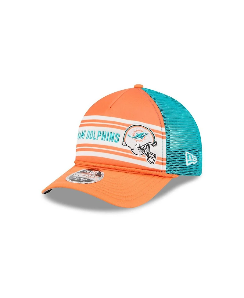 New Era Men's Orange Miami Dolphins Linear A-Frame 9FORTY Adjustable Hat