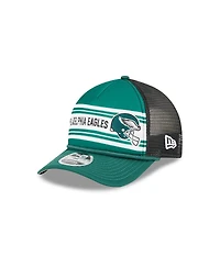 New Era Men's Green Philadelphia Eagles Linear A-Frame 9FORTY Adjustable Hat