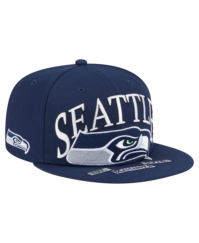 New Era Men's College Navy Seattle Seahawks Oversized 59FIFTY Fitted Hat