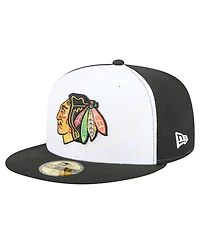 New Era Men's White/Black Chicago Blackhawks Repeat Two-Tone 59FIFTY Fitted Hat