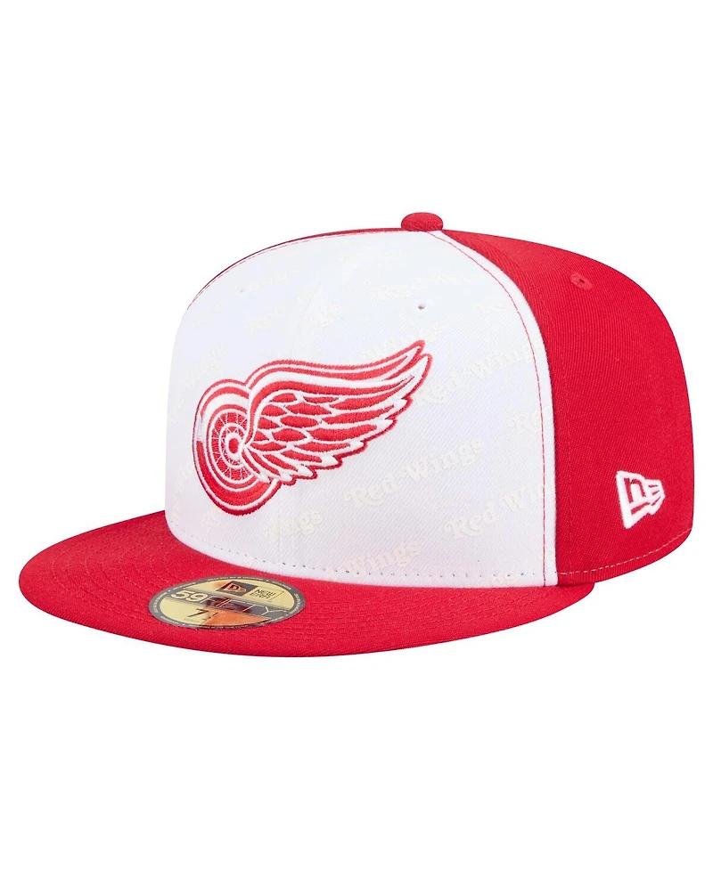 New Era Men's White/Red Detroit Red Wings Repeat Two-Tone 59FIFTY Fitted Hat