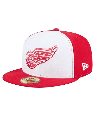 New Era Men's White/Red Detroit Red Wings Repeat Two-Tone 59FIFTY Fitted Hat