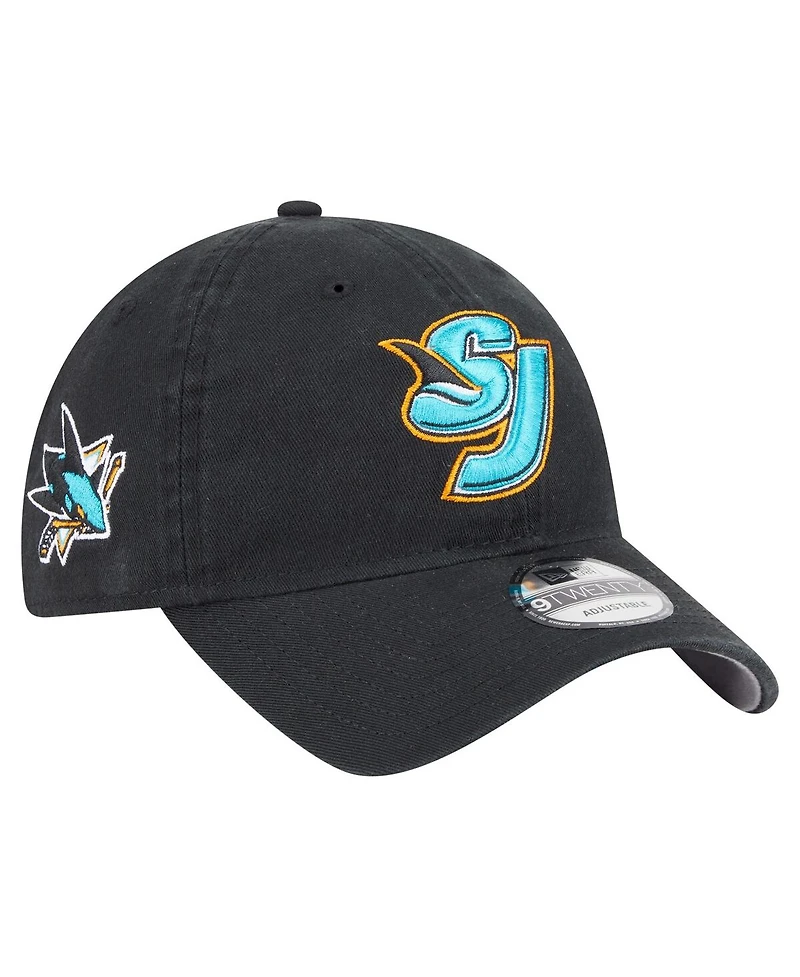 New Era Men's Black San Jose Sharks Deceptor 9TWENTY Adjustable Hat