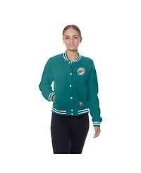 New Era Women's Aqua Miami Dolphins Throwback Fleece Full-Snap Jacket
