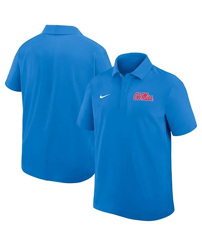Nike Men's Powder Blue Ole Miss Rebels Woven Dri-fit Polo Shirt
