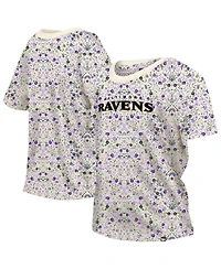 New Era Women's Cream Baltimore Ravens Glam Game Floral T-Shirt