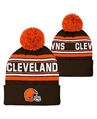 Outerstuff Big Boys and Girls Brown Cleveland Browns Jacquard Tassel with Pom Knit Hat