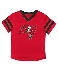 Outerstuff Toddler Red/Pewter Tampa Bay Buccaneers Red Zone V-Neck T-Shirt Pants Set