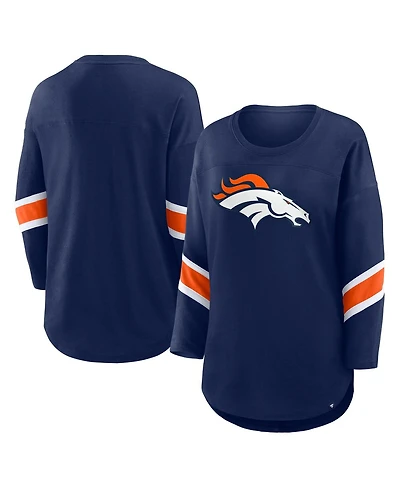 Fanatics Women's Navy Denver Broncos Plus Redzone 3/4-Sleeve Scoop Neck T-Shirt