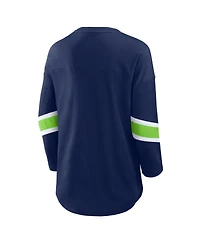 Fanatics Women's College Navy Seattle Seahawks Plus Size Redzone 3/4-Sleeve Scoop Neck T-Shirt