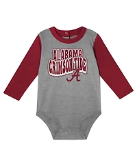 Outerstuff Baby Boys and Girls Alabama Crimson Tide Double Up Long Sleeve Bodysuit Pant Set