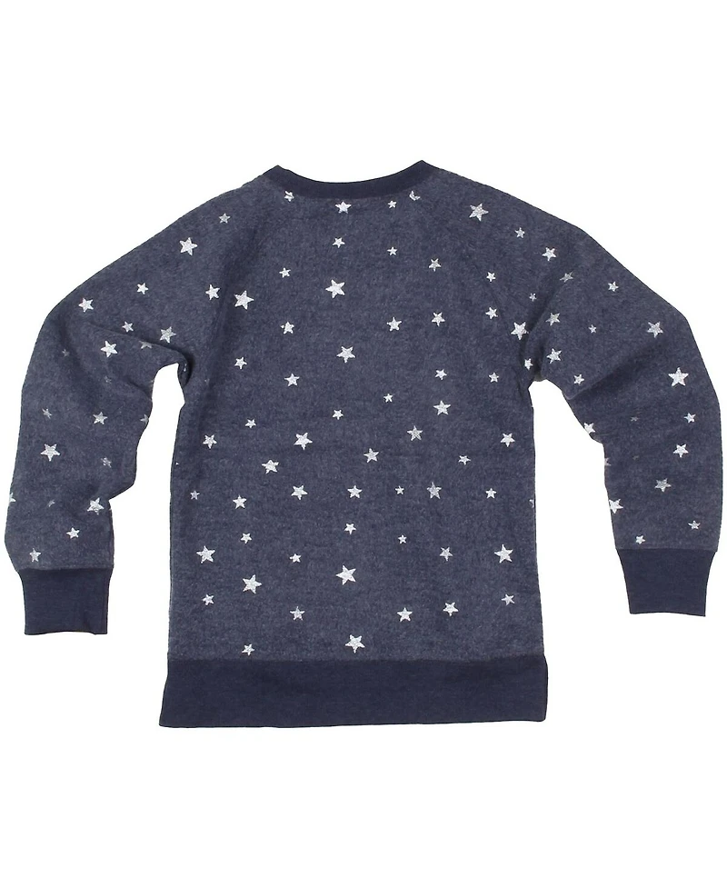 Wes Willy Big Girls Navy Dallas Cowboys Shimmer Star Reverse Fleece Pullover Sweatshirt